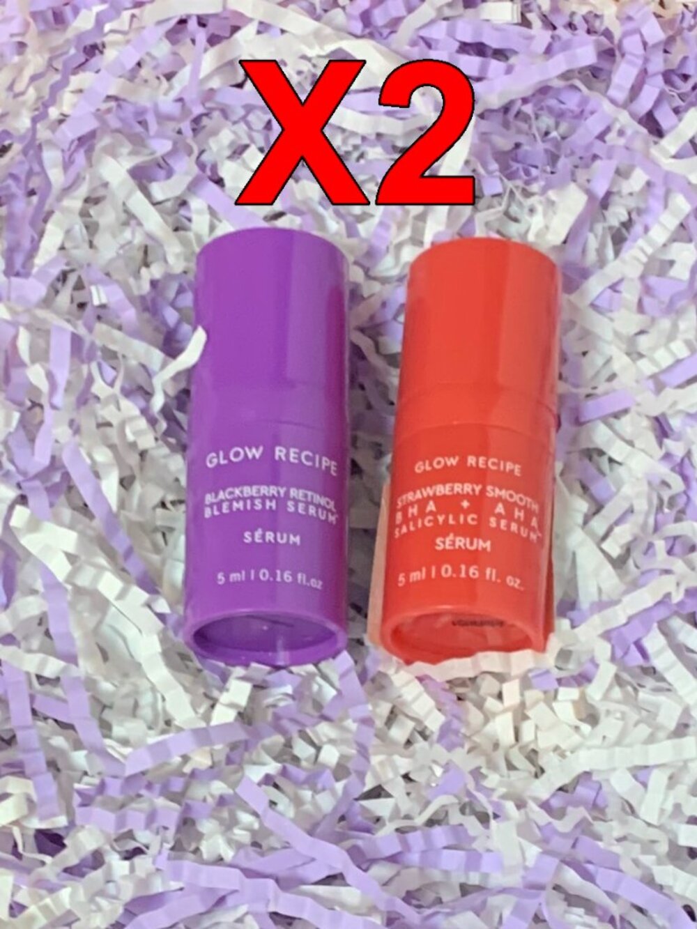 2X Glow Recipe Strawberry Smooth BHA + AHA & Blackberry Retinol Blemish Serum